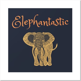 Elephantastic - orange and yellow Posters and Art